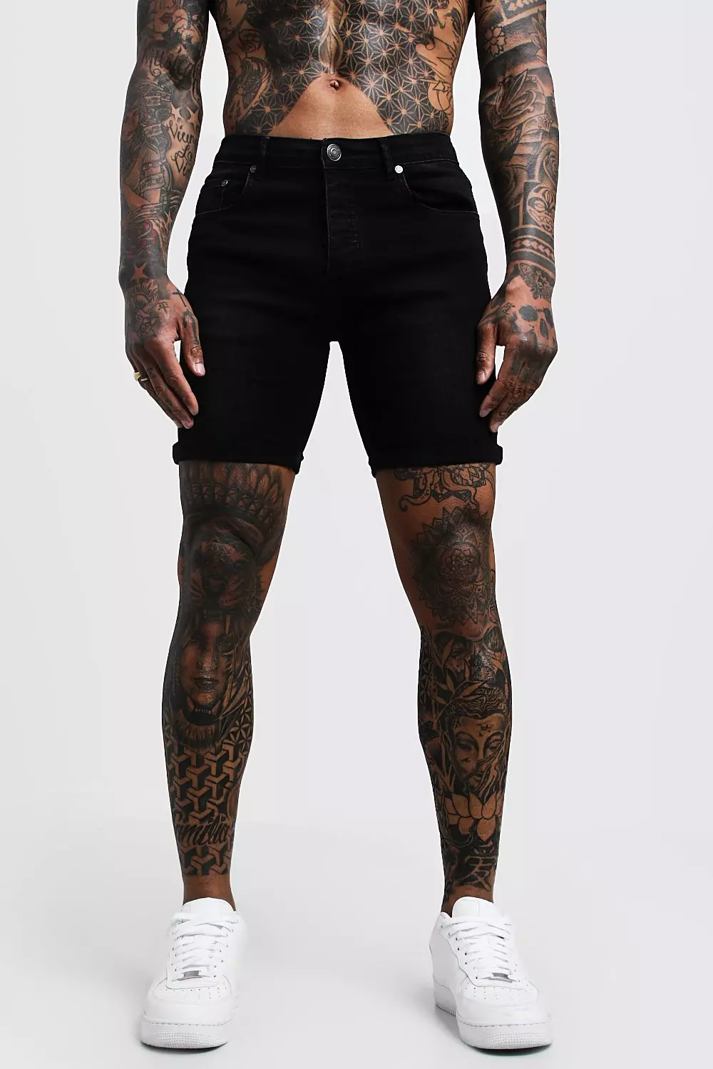 Mens black shop skinny shorts